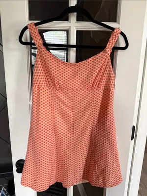 FREE PEOPLE Berry Kiss Peach Mini Dress Medium Boho Coquette Feminine thumbnail 5