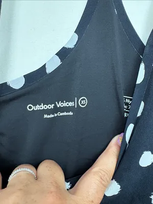 Outdoor Voices size XS Black Tank dress White Polka Dots athletic cute thumbnail 3