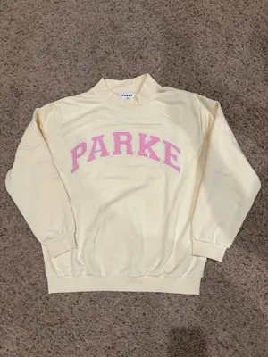 Parke varsity mockneck sweatshirt summer land yellow and pink L/XL thumbnail 1