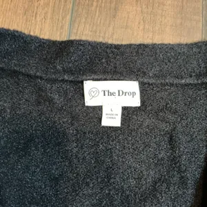 The Drop V-Neck Button Front Cardigan Sweater Black Soft Knit Large Minimalist thumbnail 2