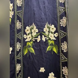 Anthropologie Maeve Rosa Cotton Blue Embroidered Swing Dress - size 0 sold out! thumbnail 9