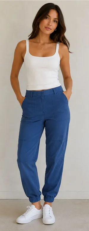 LOFT Royal Blue Utility Jogger Pants thumbnail 1