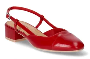 TIME and TRU Womens Red Faux Leather Sling Back Shoes Size 8 Block Heel New thumbnail 1
