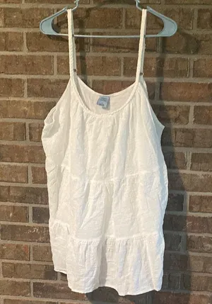 Shade & Shore White Textured Cotton Spaghetti Strap Top thumbnail 1