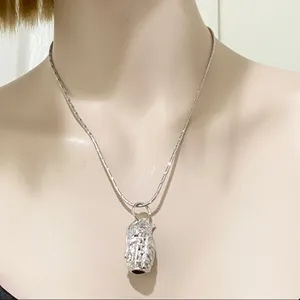 Silver Tone Grenade Pendant Necklace thumbnail 10