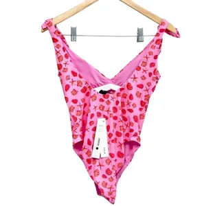 AQUA Swim Pink Seashell Starfish Tie Shoulder One Piece Swimsuit Size Small NEW thumbnail 3