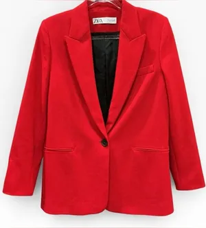 Zara‎ Red Tailored Blazer S Structured One Button Classic Jacket thumbnail 1