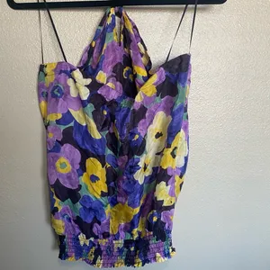 fairy y2k whimsical office Floral Halter 100% Silk size :‎ Medium thumbnail 4