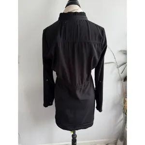Abercrombie & Fitch Black Dress Ruffle Neck‎ Long Sleeve Tie Waist Medium button thumbnail 3