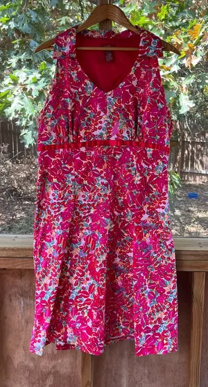 Sangria Women's Vintage Red Printed Empire Waist Sleeveless Dress Size 16 thumbnail 1