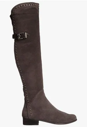 Women's Flat Over The Knee Boots Suede Platform Thigh High Boots Rivet festival thumbnail 1
