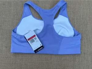Nike Classic Swoosh Futura Women’s Size L Lilac Ice Sports Bra Unpadded NWT thumbnail 3