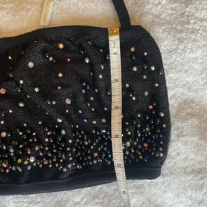 Oh Polly Black Beaded Set: Skirt and Crop Top w Halter Ties Sz 0 NWT thumbnail 5