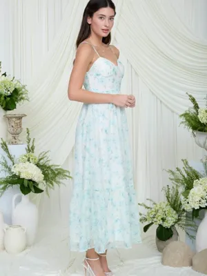 Floral Spaghetti Strap Corset Midi Dress Medium thumbnail 4
