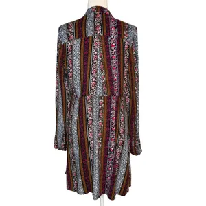 Natural Life‎ M Ansley Boho Tunic Silky Shirt Dress Stripe Button Front thumbnail 6