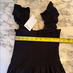 NWT Quince Smocked Midi Dress Black Women's Size XS (100% Organic Cotton) thumbnail 7