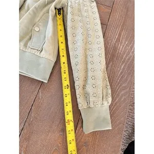 7 For All Mankind Eyelet Sleeve Bomber Jacket Womens Sage‎ Green Medium (T1) thumbnail 11
