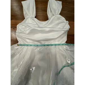 HUTORUL White Satin Mini Dress Retro Prom Size M thumbnail 12