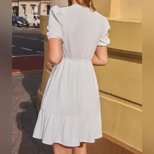 Cupshe White Short Sleeve Twist Front Cut Out Mini Dress Size XL thumbnail 2