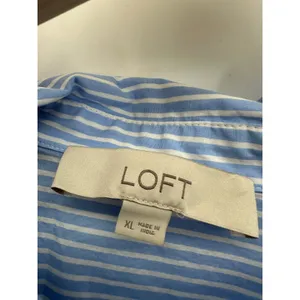 Loft‎ Striped Poplin Crest Everyday Oversized Shirt Women XL Preppy Academia thumbnail 7