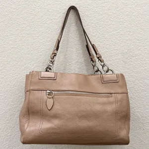 COACH F16531 Penelope Metallic Golden Beige Pebbled Leather Carryall Satchel Bag thumbnail 7