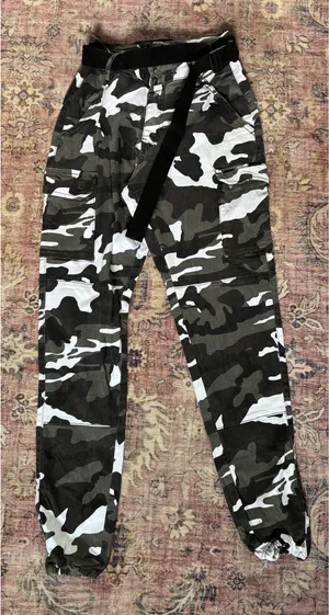 Windsor Grey and White Camo Cargo Joggers  thumbnail 1