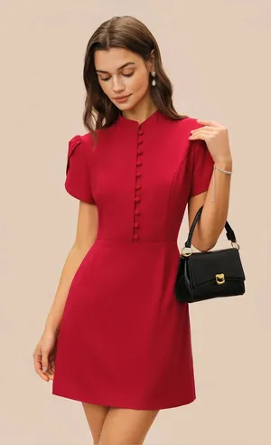 Rihoas Red Petal Sleeve Mini Dress thumbnail 1