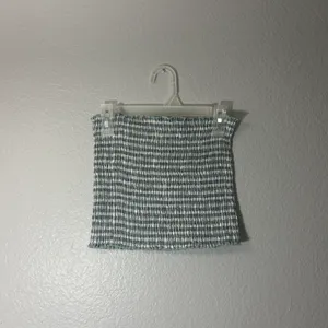 John Galt Gingham Smocked Tube Top In Green thumbnail 2