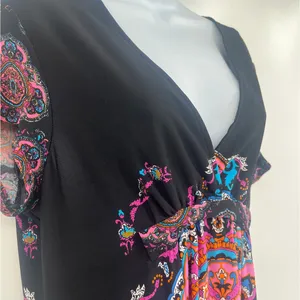 Snap Y2K Babydoll Dress Sz L Medallion Boho Festival Hippie Retro Stretchy Artsy thumbnail 3
