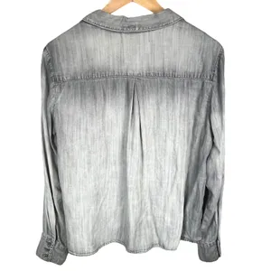 Cloth‎ & Stone Womens Gray Tencel Lyocell Tie-Front Long Sleeve Shirt thumbnail 3