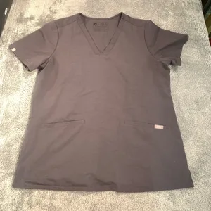 Figs V-Neck Short Sleeve scrub top Dark Gray thumbnail 1