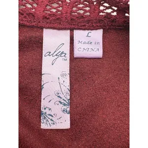 Alya Burgundy Faux‎ Suede Crochet Peplum Top Size Large Wine Red Whimsigoth thumbnail 6