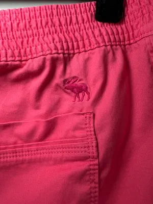 Abercrombie & Fitch 1.5" Shorts Karena Pink Pull On Pockets Embroidered Moose XL thumbnail 8