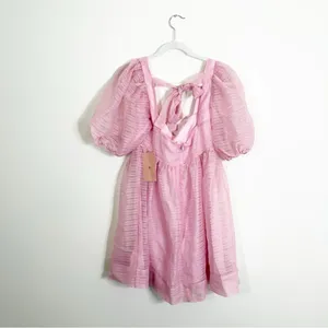 NWT BHLDN X Free People Alaine Pink Mini Dress Puff Sleeves Size 8 thumbnail 4