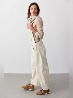 Free People We The Free Good Luck Barrel Overalls in Milk XS thumbnail 10