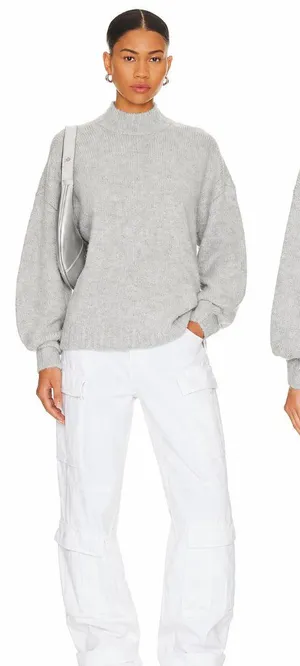 PISTOLA Carlen Alpaca Mock Neck Sweater – Light Heather Grey – M thumbnail 1