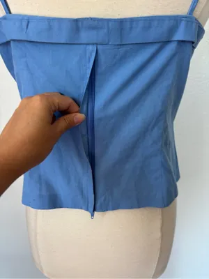 Vintage 90s Y2K Solid Blue Cropped Tank Top Size 14 thumbnail 4