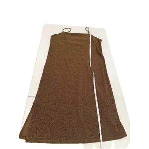 NEW H&M Dress XL Brown/Bronze 90s Friends Shimmer Stretch Minimal Whimsigoth thumbnail 4