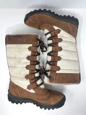 Timberland Mt. Hayes Tall Waterproof Winter Boots Brown Cream Leather Nylon 6 thumbnail 2