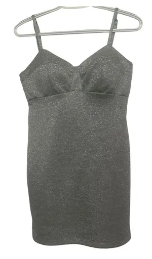 Lila Rose Women's/Junior's Silver Sparkle Mini Dress Adjustable‎ Straps Size M thumbnail 1