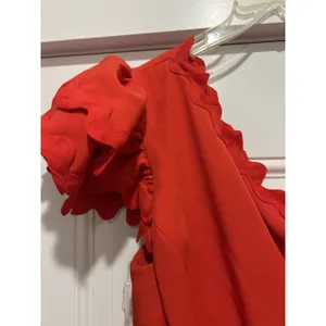Main Strip Red One Shoulder Mini Dress Tiered Flounce Skirt Size Large Game Day Preppy Club thumbnail 3