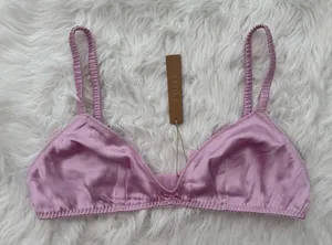Skims Woven Shine Sleep Bralette Pink Rose Size Large thumbnail 1