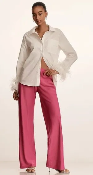 Anthropologie Pink Silk Tilda Pants thumbnail 1