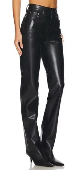 Agolde 90’s Pinch Waist Recylced Leather Blend High Rise Lined Black Detox Pants thumbnail 1