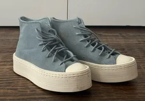 Converse Light Blue Suede Platform Sneakers thumbnail 1