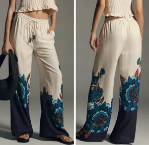 Farm Rio Martina Printed Pull-on Wide-Leg Pants, Size M thumbnail 2