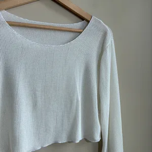 Unbranded Waffle Mesh Crop Top S White Womens Long Bell Sleeve Polyamide thumbnail 2