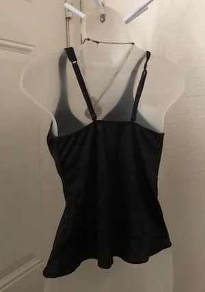 Vintage Goth Boudoir Slip Chemise Cami Bralette Lingerie Tank Top Shirt Teddy Blouse Fitted V-neck #bondage #whimsygoth #babydoll #whimsi USA Made Size 36 thumbnail 2
