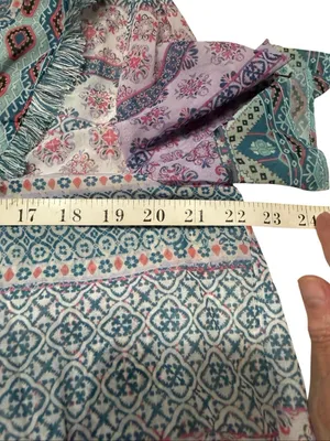 Farmers Market mosaic geo-stripe print fringed neckline tassel ties Sz 1X NWOT thumbnail 5