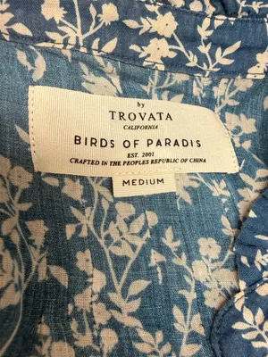 Trovata Birds of Paradise blue floral short-sleeve cotton ramie medium women’s thumbnail 3